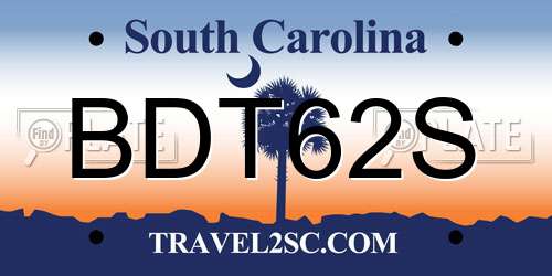 BDT62S South Carolina License Plate
