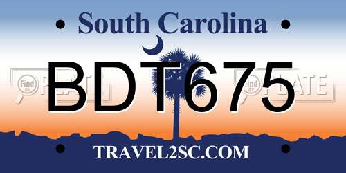 BDT675 South Carolina License Plate