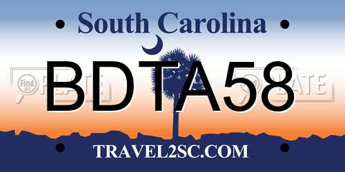 BDTA58 South Carolina License Plate
