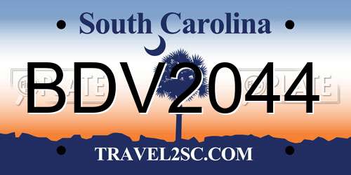 BDV2044 South Carolina License Plate