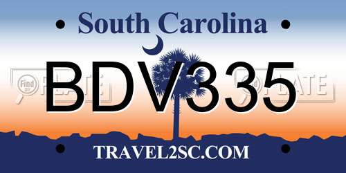 BDV335 South Carolina License Plate