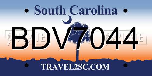 BDV7044 South Carolina License Plate