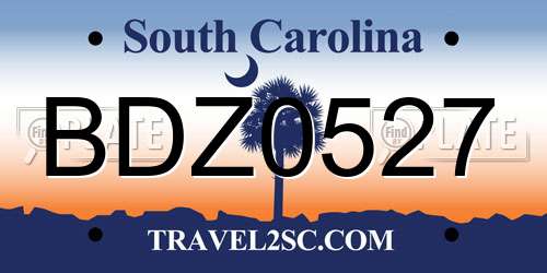 BDZ0527 South Carolina License Plate