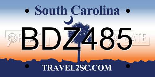 BDZ485 South Carolina License Plate