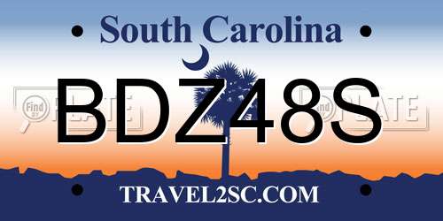 BDZ48S South Carolina License Plate