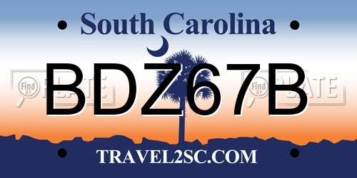 BDZ67B South Carolina License Plate
