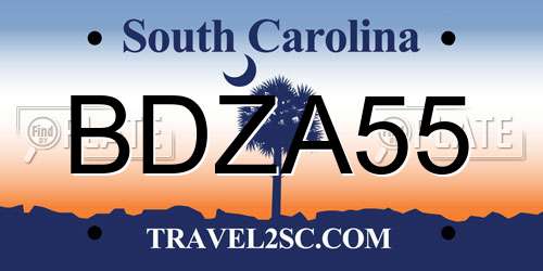 BDZA55 South Carolina License Plate