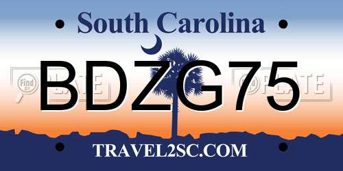 BDZG75 South Carolina License Plate