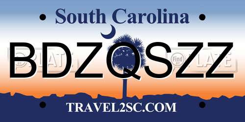 BDZQSZZ South Carolina License Plate
