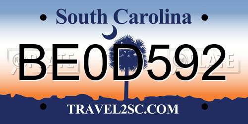BE0D592 South Carolina License Plate