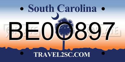 BE0O897 South Carolina License Plate