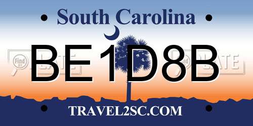 BE1D8B South Carolina License Plate