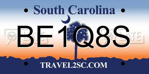 BE1Q8S South Carolina License Plate