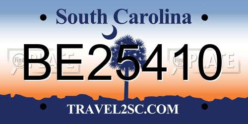 BE25410 South Carolina License Plate