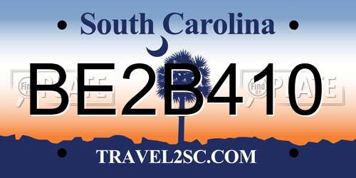 BE2B410 South Carolina License Plate
