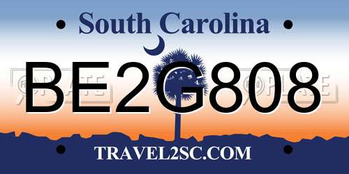 BE2G808 South Carolina License Plate