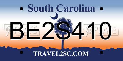 BE2S410 South Carolina License Plate