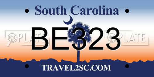 BE323 South Carolina License Plate