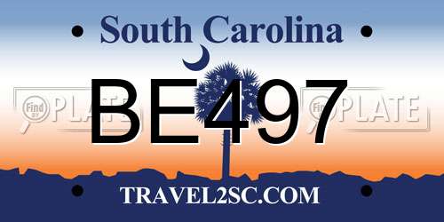BE497 South Carolina License Plate