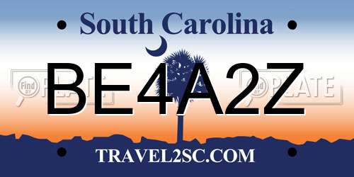 BE4A2Z South Carolina License Plate