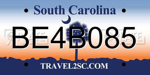 BE4B085 South Carolina License Plate