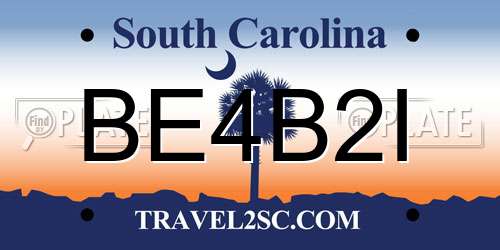 BE4B2I South Carolina License Plate