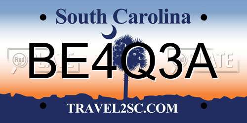 BE4Q3A South Carolina License Plate