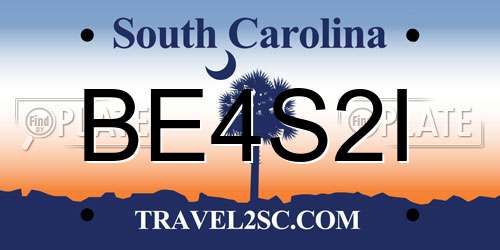BE4S2I South Carolina License Plate