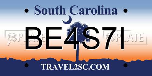 BE4S7I South Carolina License Plate