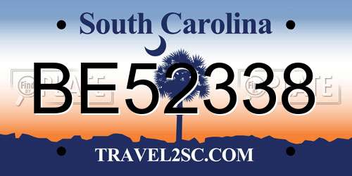 BE52338 South Carolina License Plate