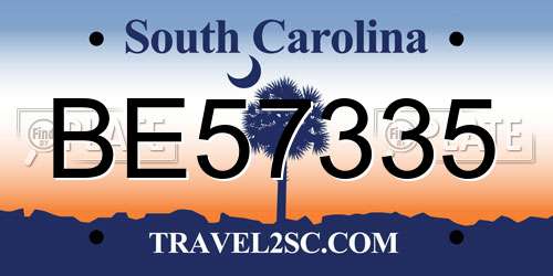 BE57335 South Carolina License Plate