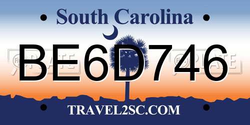 BE6D746 South Carolina License Plate