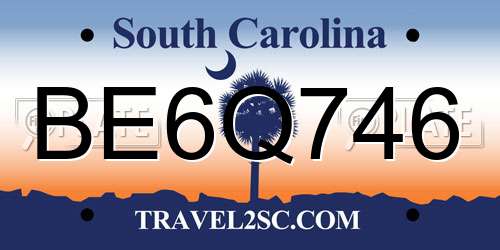 BE6Q746 South Carolina License Plate