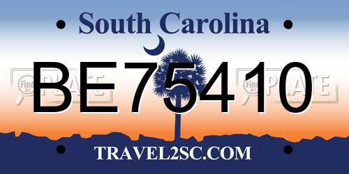 BE75410 South Carolina License Plate