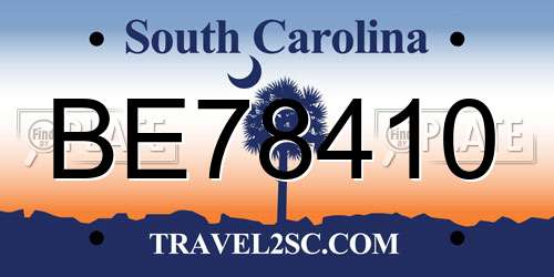 BE78410 South Carolina License Plate
