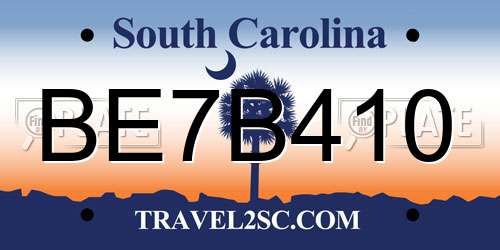 BE7B410 South Carolina License Plate