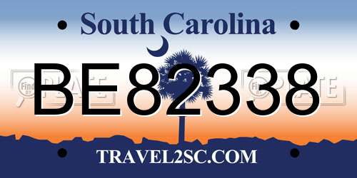 BE82338 South Carolina License Plate
