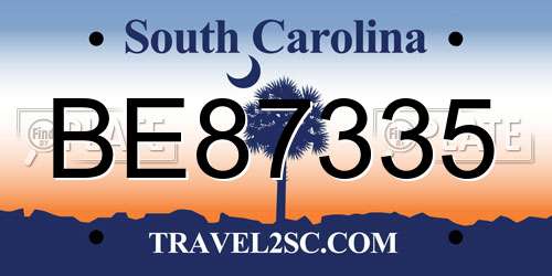 BE87335 South Carolina License Plate