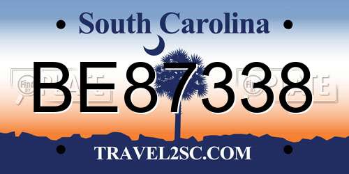 BE87338 South Carolina License Plate