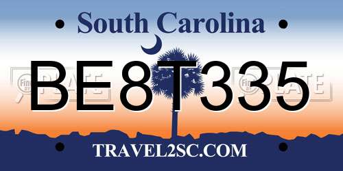 BE8T335 South Carolina License Plate