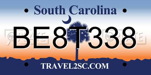 BE8T338 South Carolina License Plate