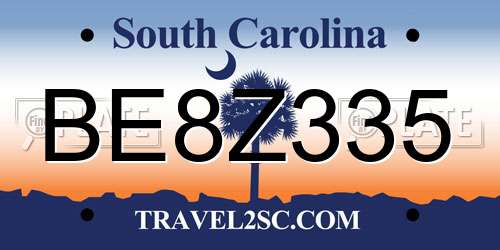 BE8Z335 South Carolina License Plate