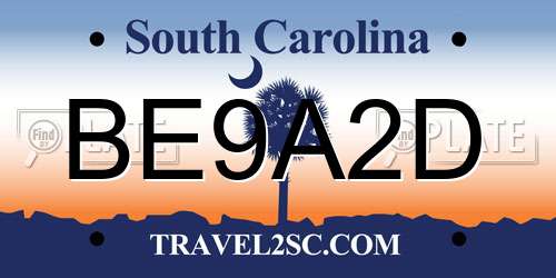 BE9A2D South Carolina License Plate