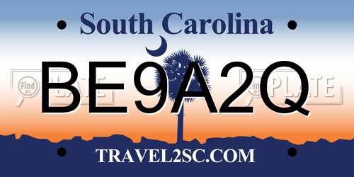 BE9A2Q South Carolina License Plate