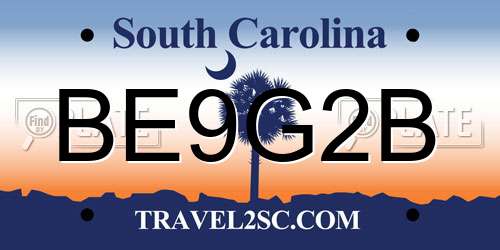 BE9G2B South Carolina License Plate