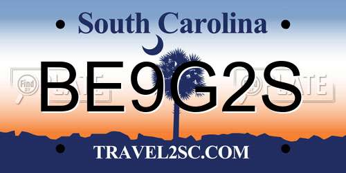 BE9G2S South Carolina License Plate