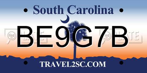 BE9G7B South Carolina License Plate
