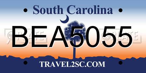 BEA5055 South Carolina License Plate