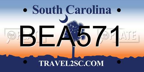 BEA571 South Carolina License Plate
