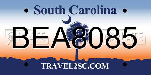 BEA8085 South Carolina License Plate